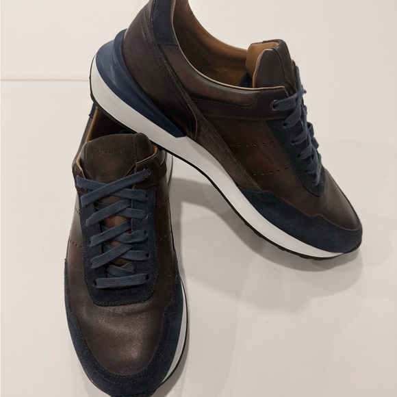 Magnanni Men\'s Brown and Blue Sneakers